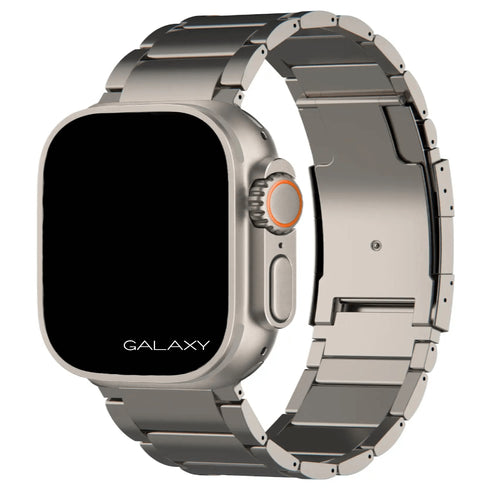 Premium Titan Armband Galaxy mit Sicherheitsschließe für alle Apple Watch Serien